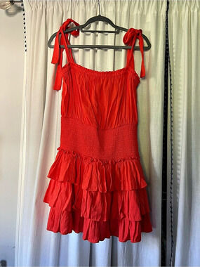 Gab & Kate Red Ruffle Mini Dress Like New